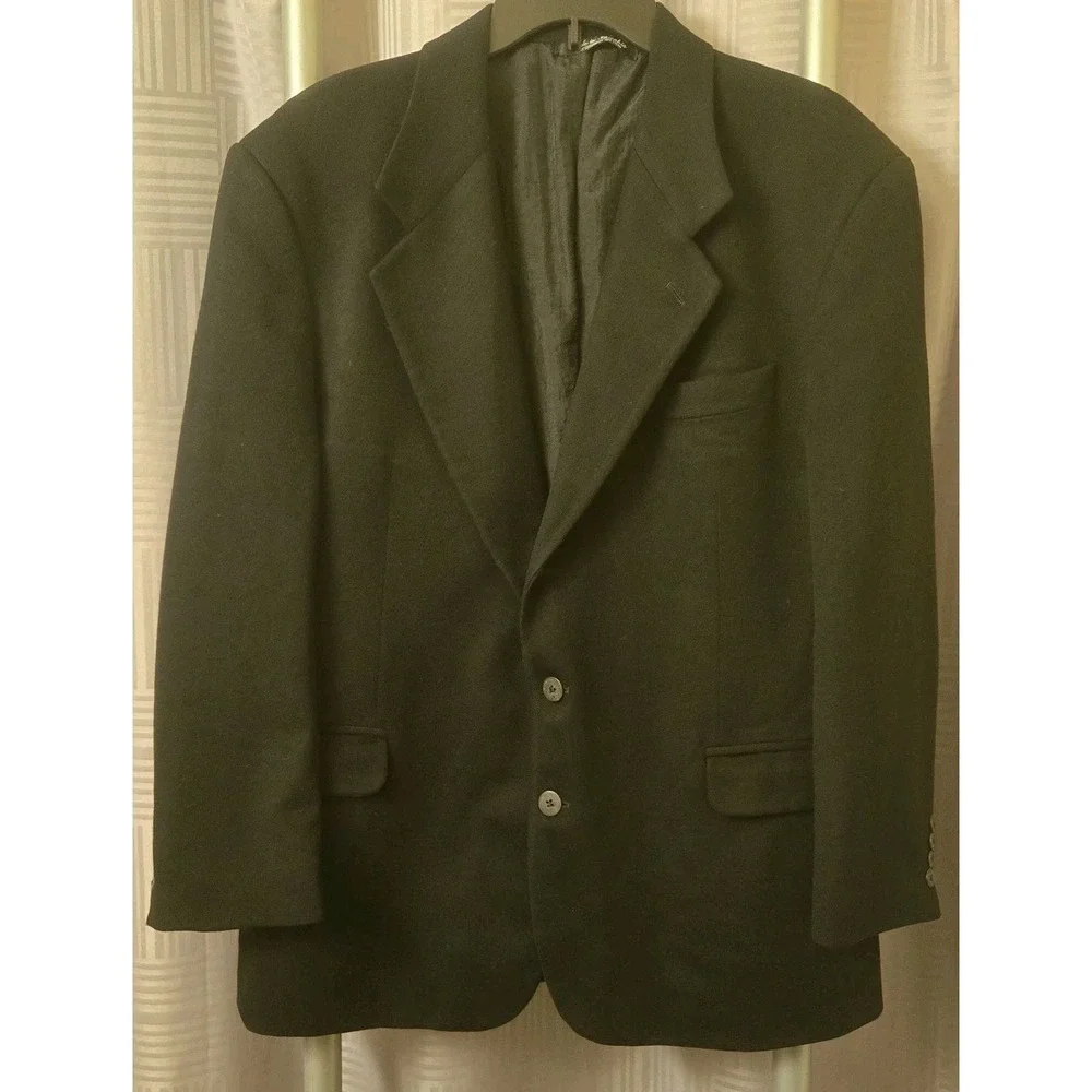 S&K Famous Brands Italian Cashmere‎ Black Sport Coat Jacket 42 Short